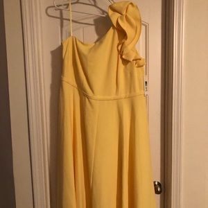 Eliza J Ruffle One Shoulder Fit & Flare Dress